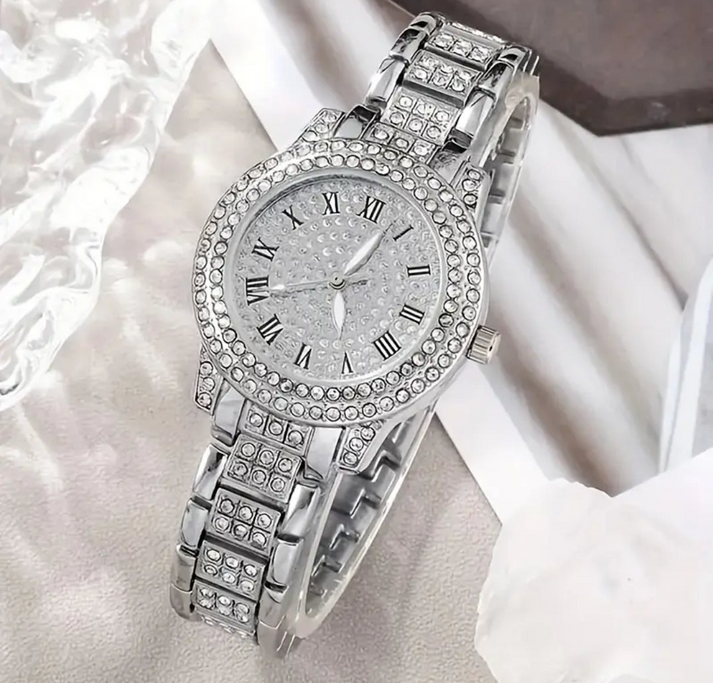 Women Gifting set Wrist Watch with Jewelery Earing Necklace Ring Bracelet
